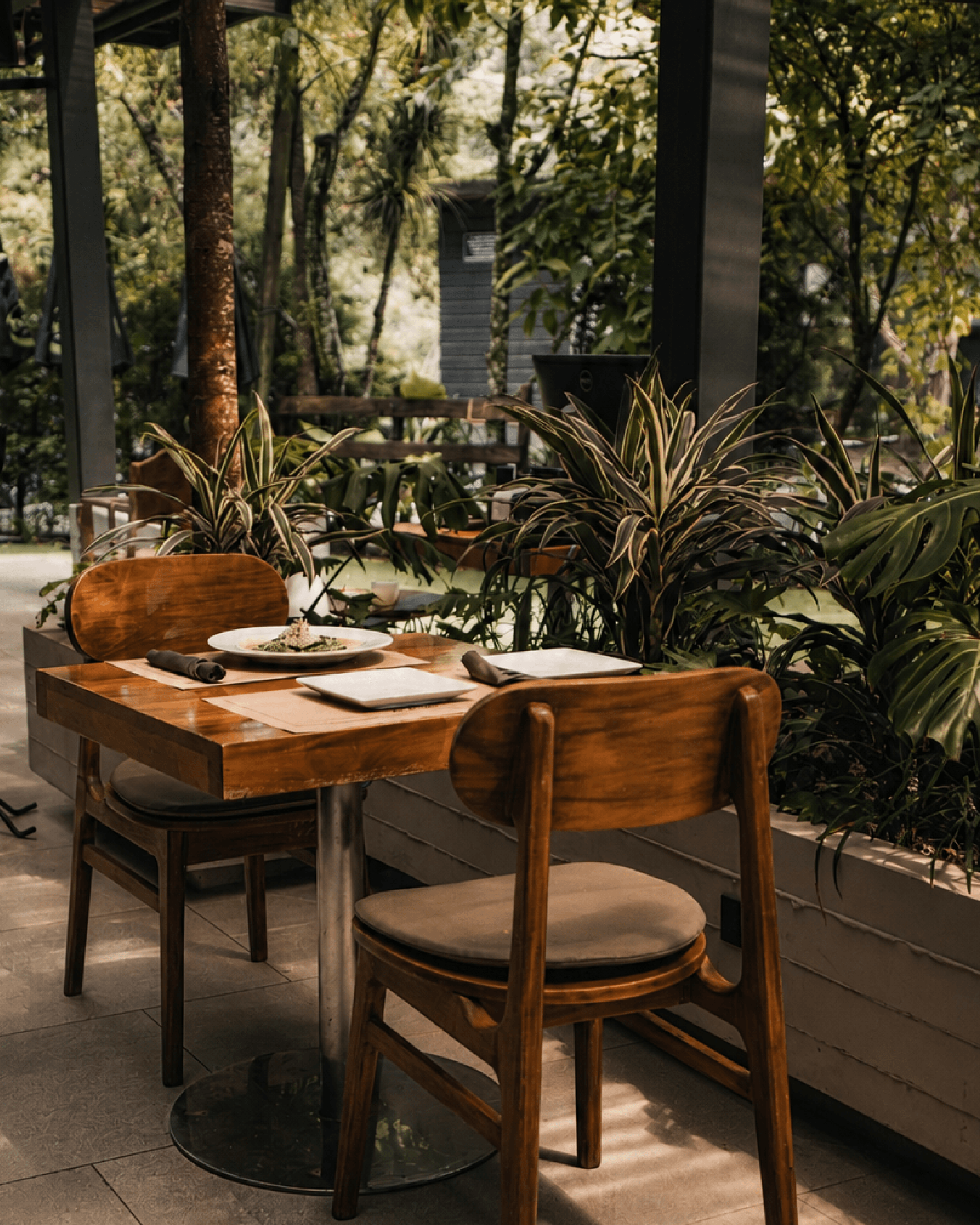 Salón de La Pista rodeado de vegetación